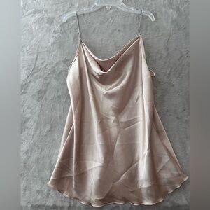 Nicole Miller Satin Top Large Cowl Neck in Blush Pink Rhinestone Straps